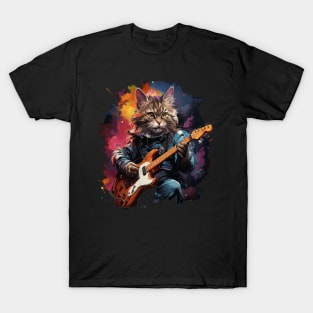 American Shorthair Playing Guitar T-Shirt